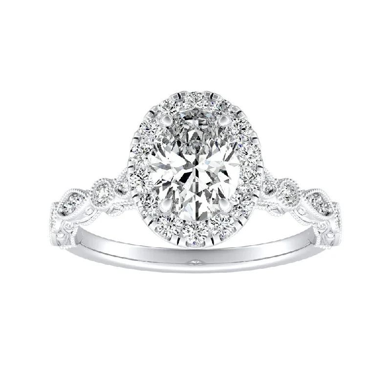 Auriya Platinum 1 1/8ctw Vintage Oval Halo Diamond Engagement Ring (H-I, SI1-SI2)