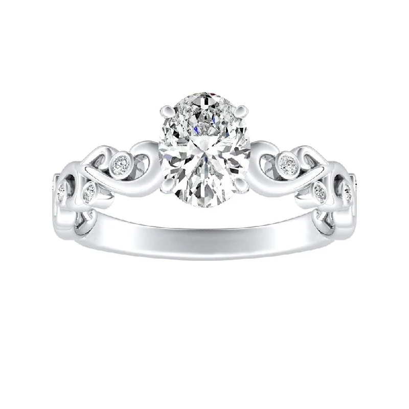 Auriya Platinum 1/2ctw Vintage Oval-cut Solitaire Diamond Engagement Ring (H-I, SI1-SI2)