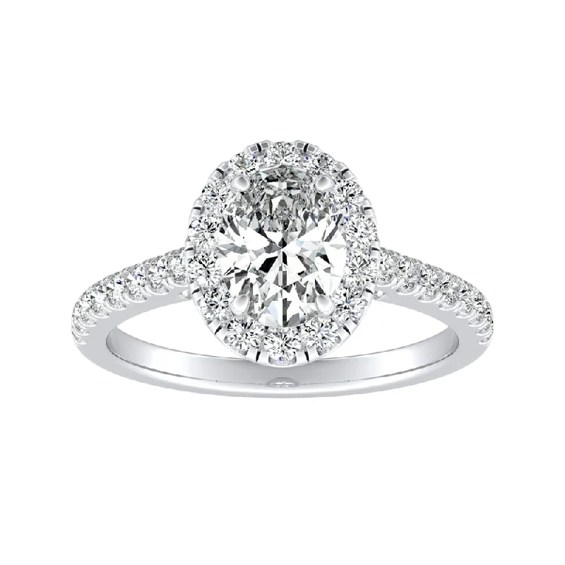 Auriya Platinum 1 3/8ctw Oval-cut Halo Diamond Engagement Ring (H-I, SI1-SI2)