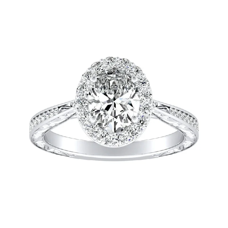 Auriya Platinum 1 3/8ctw Vintage Oval-cut Halo Diamond Engagement Ring (H-I, SI1-SI2)