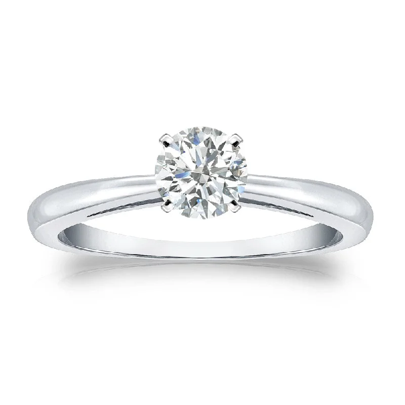 Auriya Platinum 1/3cttw Round Solitaire Diamond Engagement Ring