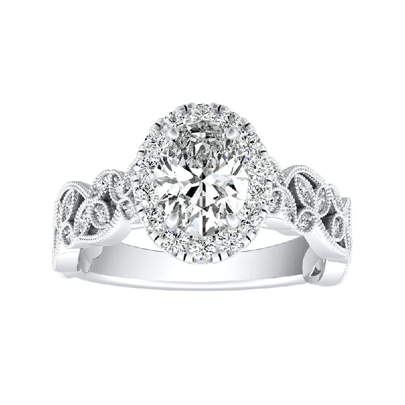 Auriya Platinum 1ctw Vintage Oval-cut Halo Diamond Engagement Ring (I-J, I1-I2)