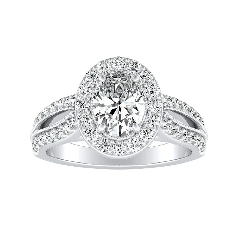 Auriya Platinum 1ctw Vintage Oval Halo Diamond Engagement Ring (H-I, SI1-SI2)