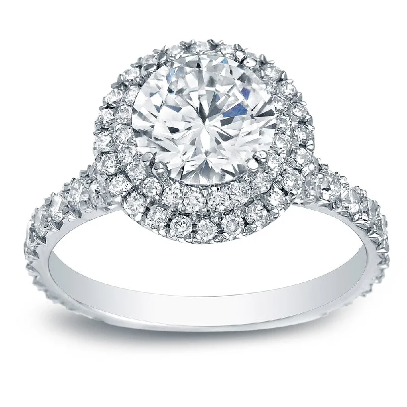 Auriya Platinum 2 carat TW Double Halo Diamond Engagement Ring