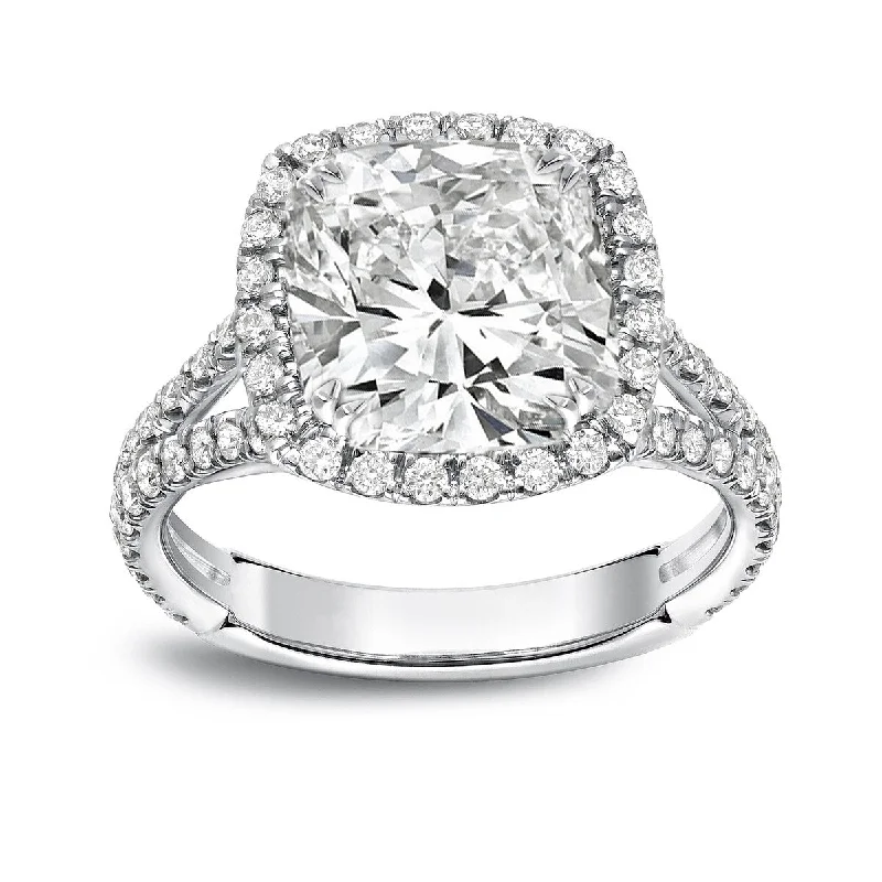 Auriya Platinum 4 1/3ctw Cushion-cut Halo Diamond Engagement Ring Certified (K-L, VS1-VS2)