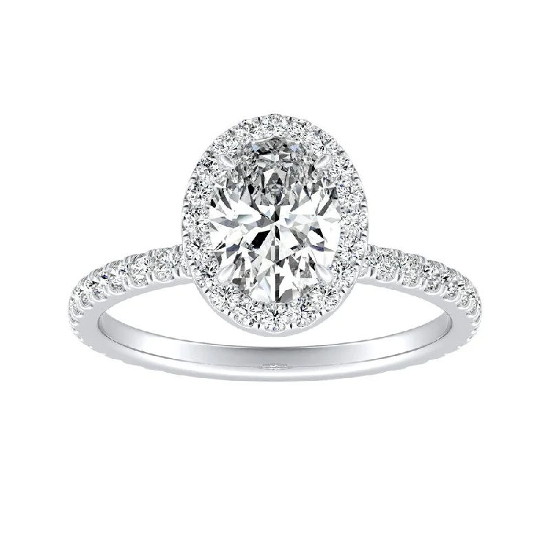 Auriya Platinum 7/8ctw Oval-cut Halo Diamond Engagement Ring (I-J, I1-I2)