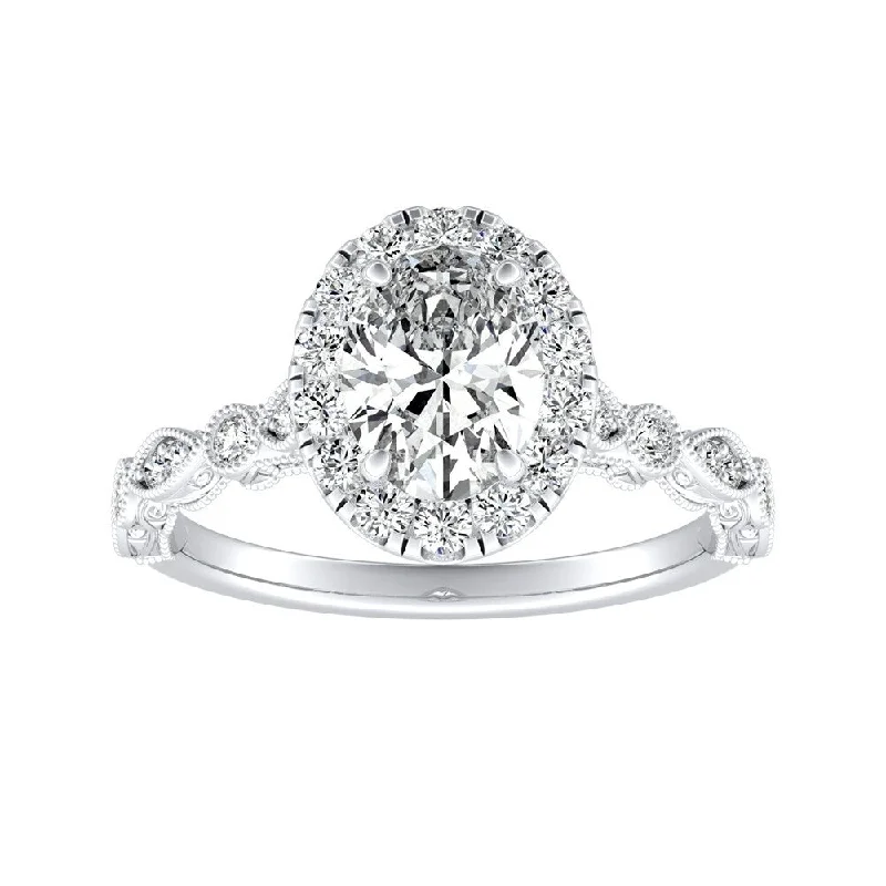 Auriya Platinum Vintage Oval-cut 7/8ctw Halo Diamond Engagement Ring (H-I, SI1-SI2)