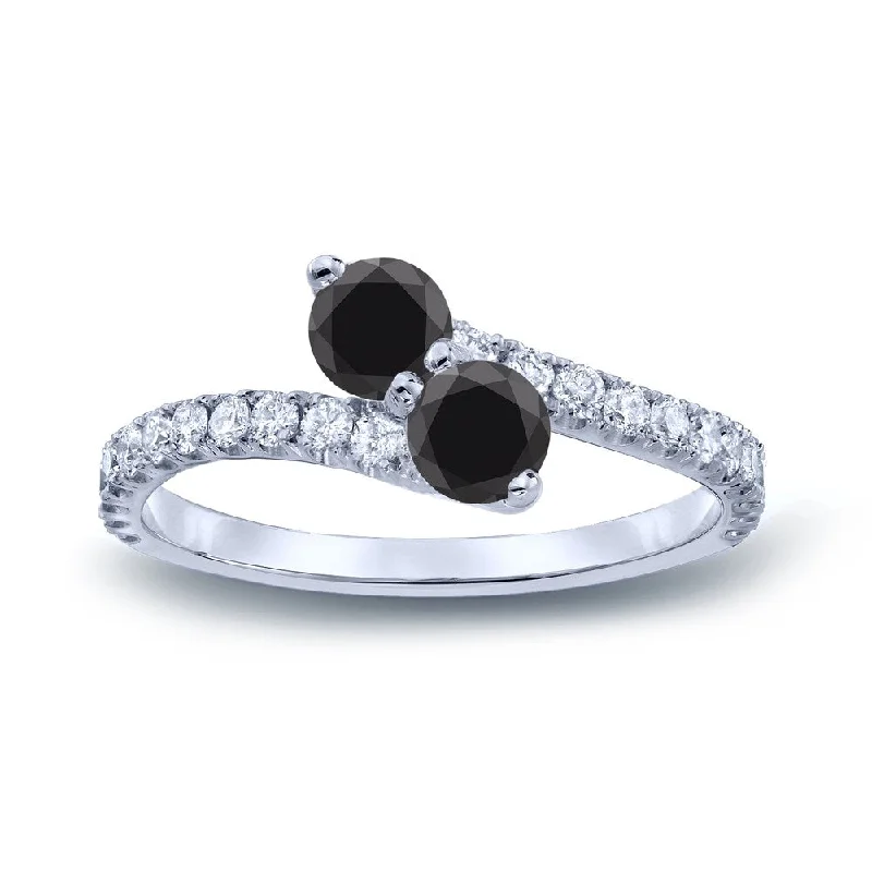 Auriya Round 2-Stone Black Diamond Engagement Ring 1/2ct TDW 14k Gold