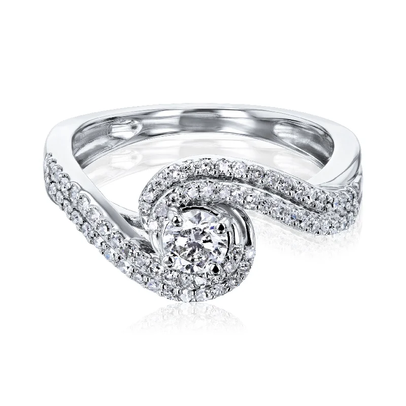 Diamond Dual Wave Engagement Ring