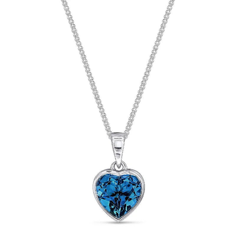 Heart - Shaped Pendant Necklaces with Birthstone Inlays9ct White Gold London Blue Topaz Heart Pendant 1.96ct