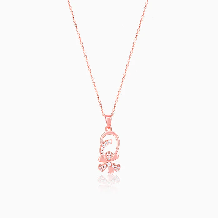 Crystal - Embellished Pendant Necklaces for a Glamorous LookRose Gold Mindful Musli Spin Pendant With Link Chain