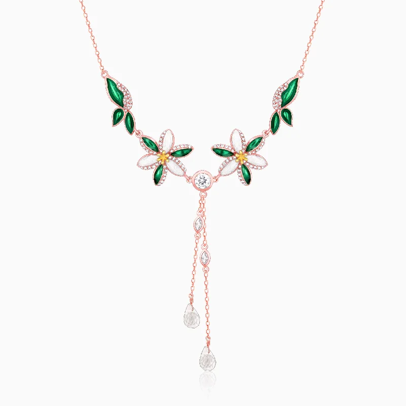 Crystal - Embellished Pendant Necklaces for a Glamorous LookRose Gold Trillium Necklace