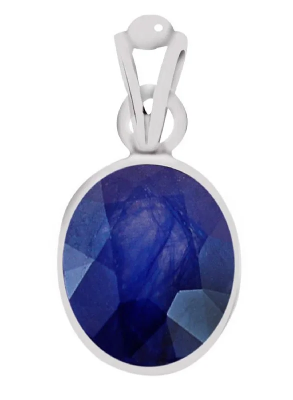 Heart - Shaped Pendant Necklaces with Birthstone InlaysCertified Blue Sapphire Neelam Silver Pendant 3.9cts or 4.25ratti