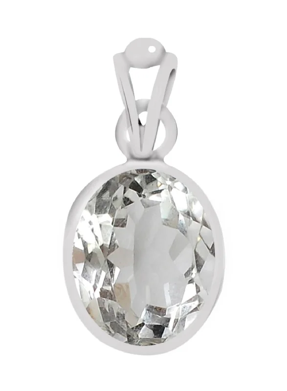 Crystal - Embellished Pendant Necklaces for a Glamorous LookCertified Crystal (Isphetic) Silver Pendant 3.9cts or 4.25ratti