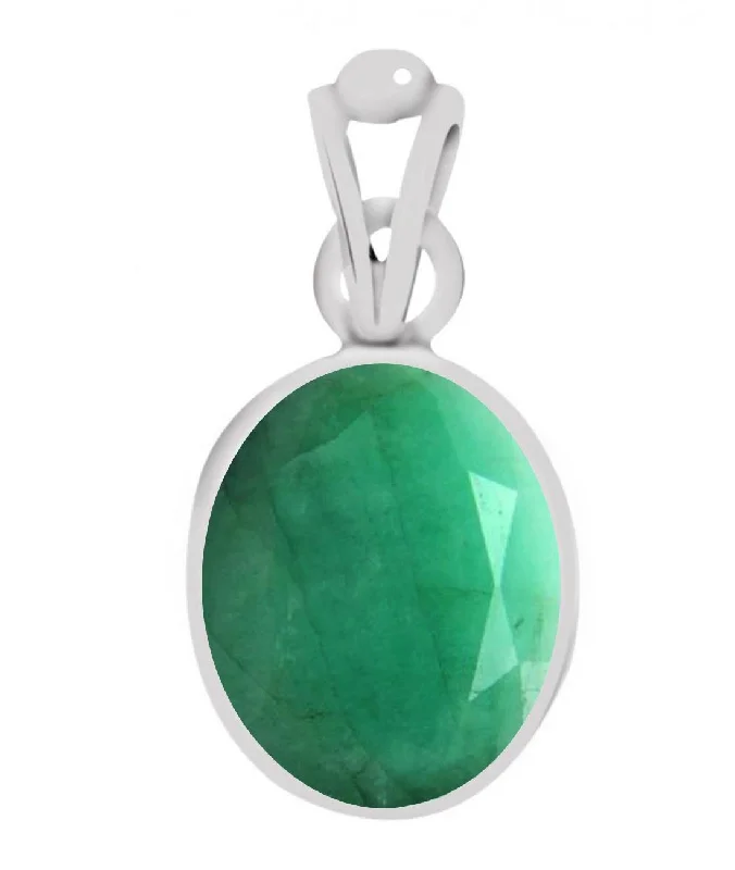 Nature - Inspired Pendant Necklaces with Leaf or Flower DesignsCertified Emerald (Panna) Silver Pendant 3.9cts or 4.25ratti