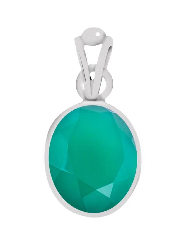 Crystal - Embellished Pendant Necklaces for a Glamorous LookCertified Green Onyx (Haqiq) Silver Pendant 3cts or 3.25ratti