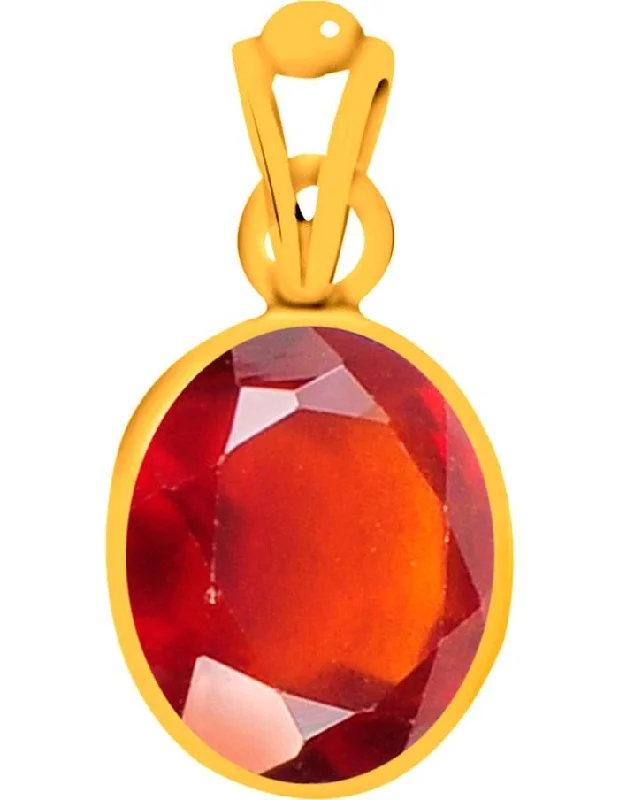 Nature - Inspired Pendant Necklaces with Leaf or Flower DesignsCertified Hessonite Gomed Panchdhatu Pendant 3cts or 3.25ratti