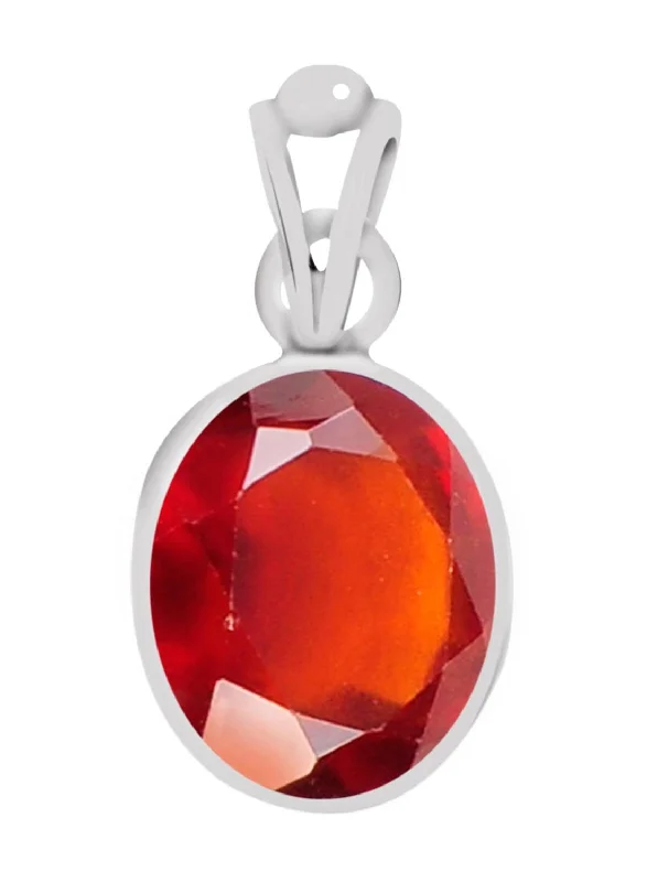 Heart - Shaped Pendant Necklaces with Birthstone InlaysCertified Hessonite (Gomed) Silver Pendant 3.9cts or 4.25ratti