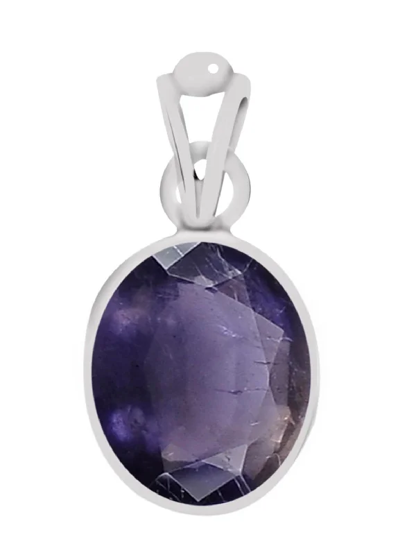 Nature - Inspired Pendant Necklaces with Leaf or Flower DesignsCertified Iolite (Neeli) Silver Pendant 4.8cts or 5.25ratti