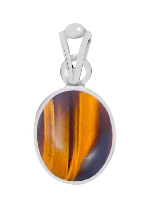 Crystal - Embellished Pendant Necklaces for a Glamorous LookCertified Tiger Eye Silver Pendant 9.3cts or 10.25ratti