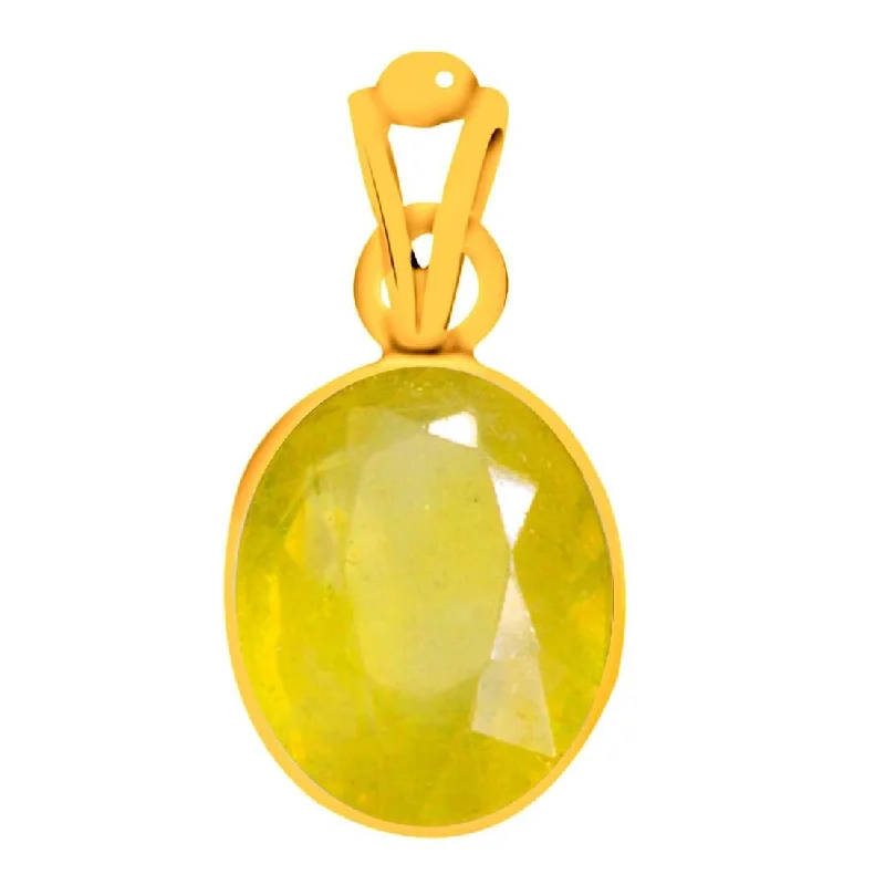 Crystal - Embellished Pendant Necklaces for a Glamorous LookCertified Yellow Sapphire Pukhraj Panchdhatu Pendant 5.5cts or 6.25ratti