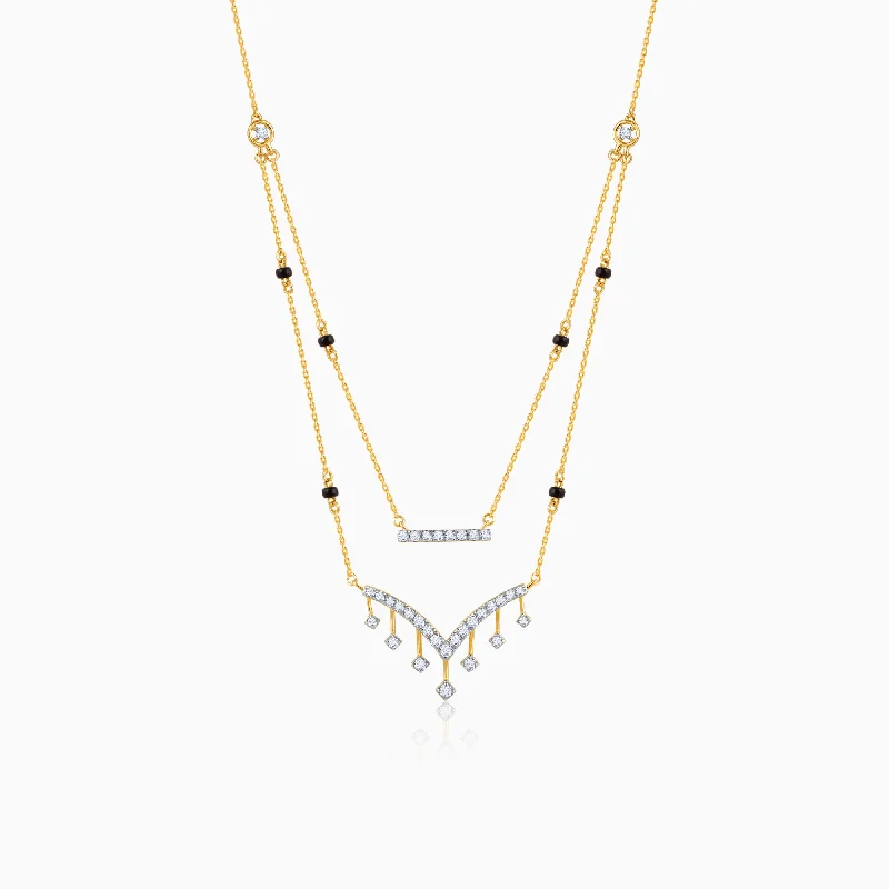 Crystal - Embellished Pendant Necklaces for a Glamorous LookGold Divya Bandhan Diamond Mangalsutra