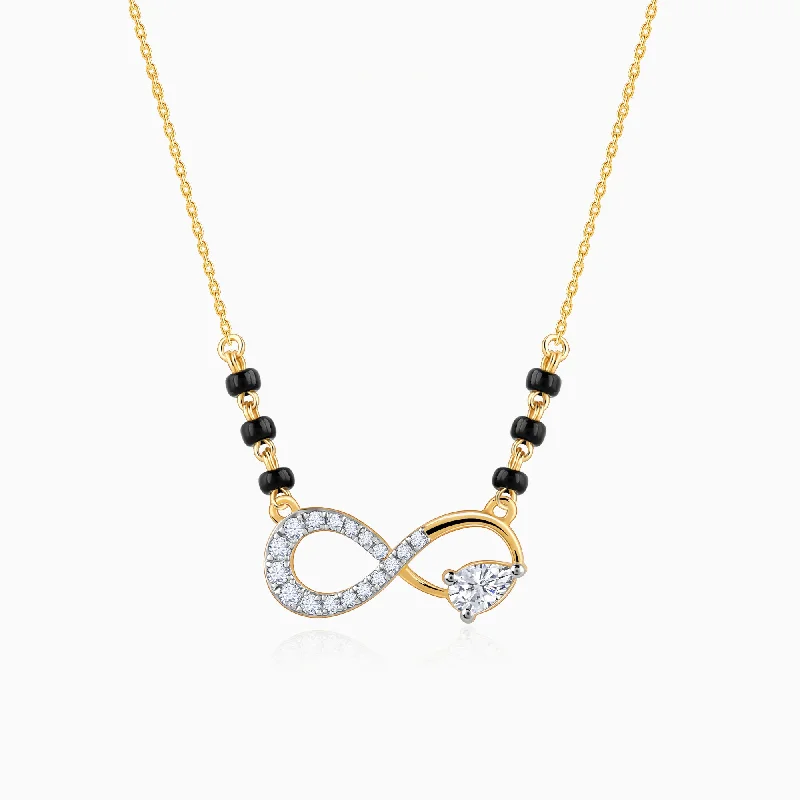 Heart - Shaped Pendant Necklaces with Birthstone InlaysGold Infinite Affection Diamond Mangalsutra