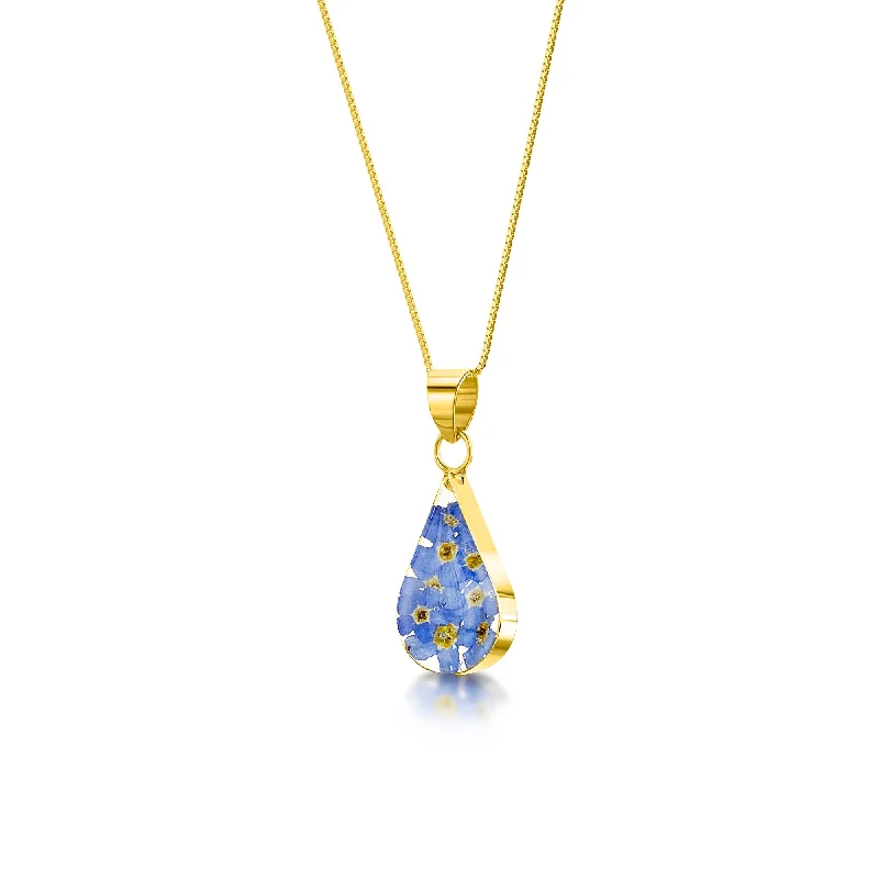 Nature - Inspired Pendant Necklaces with Leaf or Flower DesignsGold Vermeil Forget Me Not Teardrop Pendant