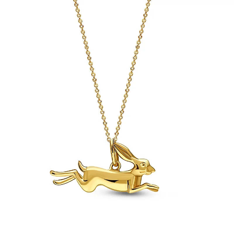 Heart - Shaped Pendant Necklaces with Birthstone InlaysGold Vermeil Leaping Hare Pendant