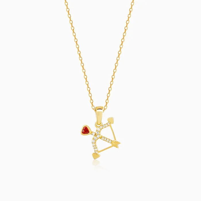 Crystal - Embellished Pendant Necklaces for a Glamorous LookGolden Arrow of Love Pendant with Link Chain