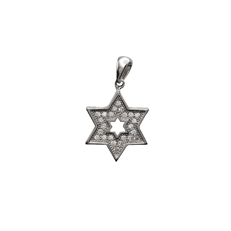 Nature - Inspired Pendant Necklaces with Leaf or Flower DesignsIced-Out Star David Pendant (Silver)