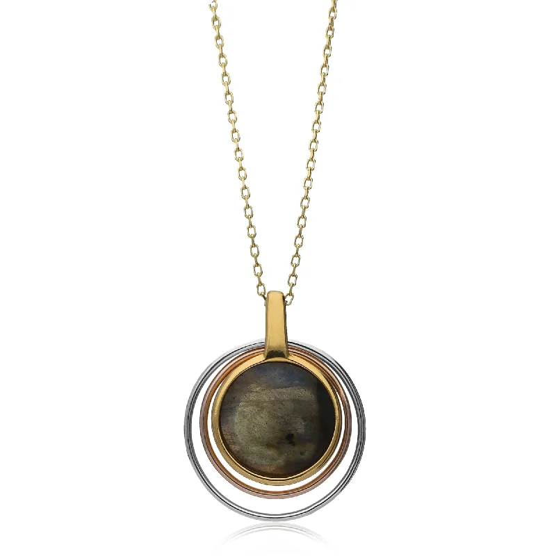 Heart - Shaped Pendant Necklaces with Birthstone InlaysLabradorite Contemporary Round Pendant