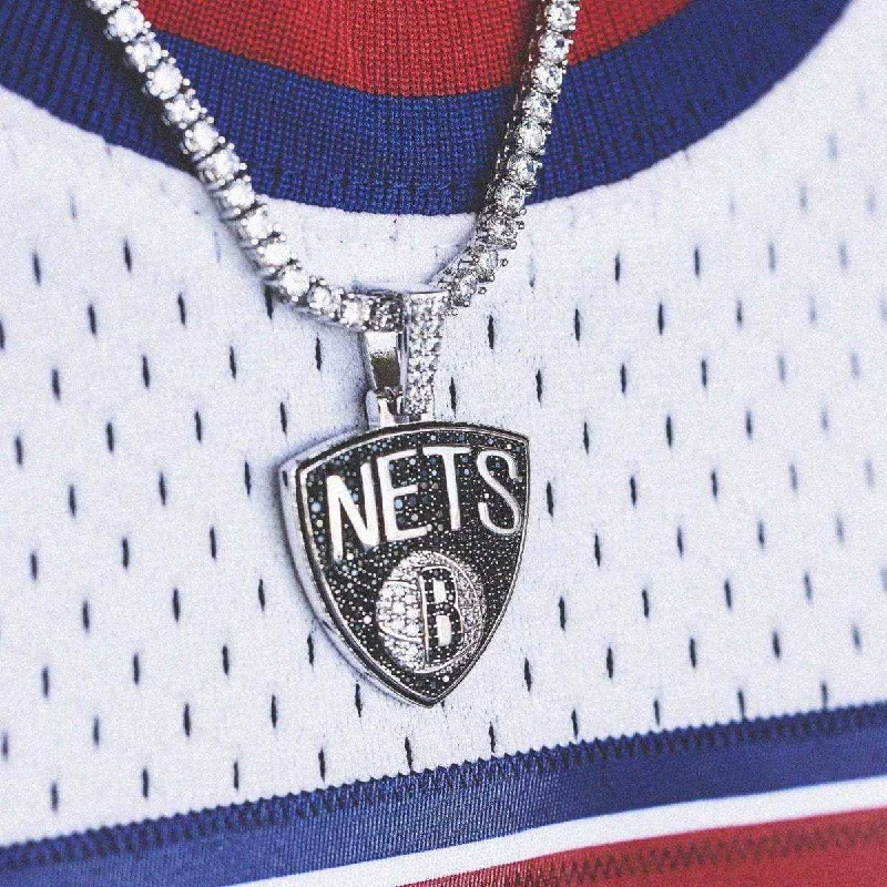 Heart - Shaped Pendant Necklaces with Birthstone InlaysBrooklyn Nets Official NBA Logo Pendant in White Gold