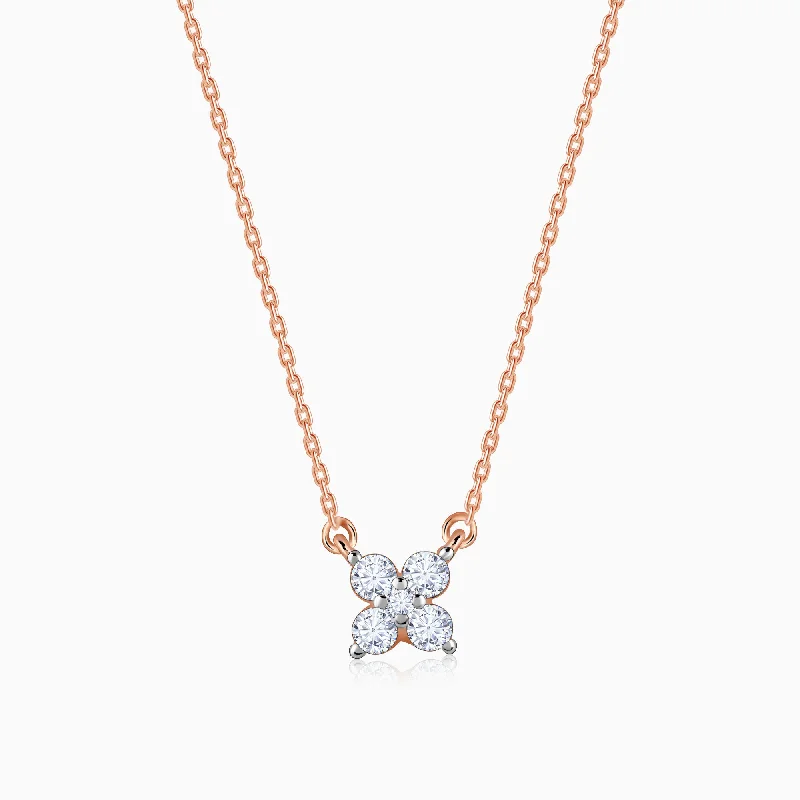 Crystal - Embellished Pendant Necklaces for a Glamorous LookRose Gold Amorette Diamond Necklace