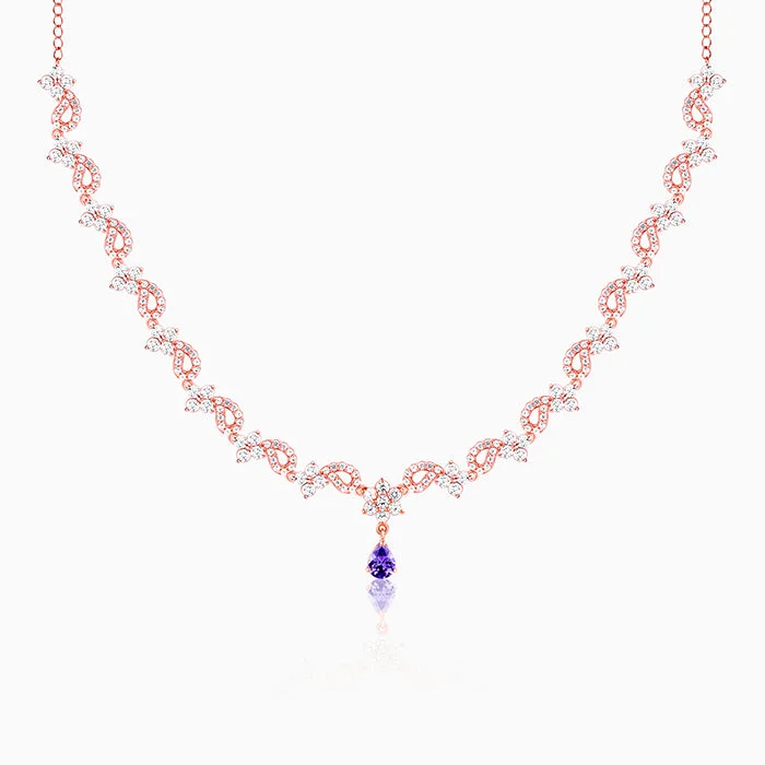 Crystal - Embellished Pendant Necklaces for a Glamorous LookRose Gold Bridal Celebration Necklace