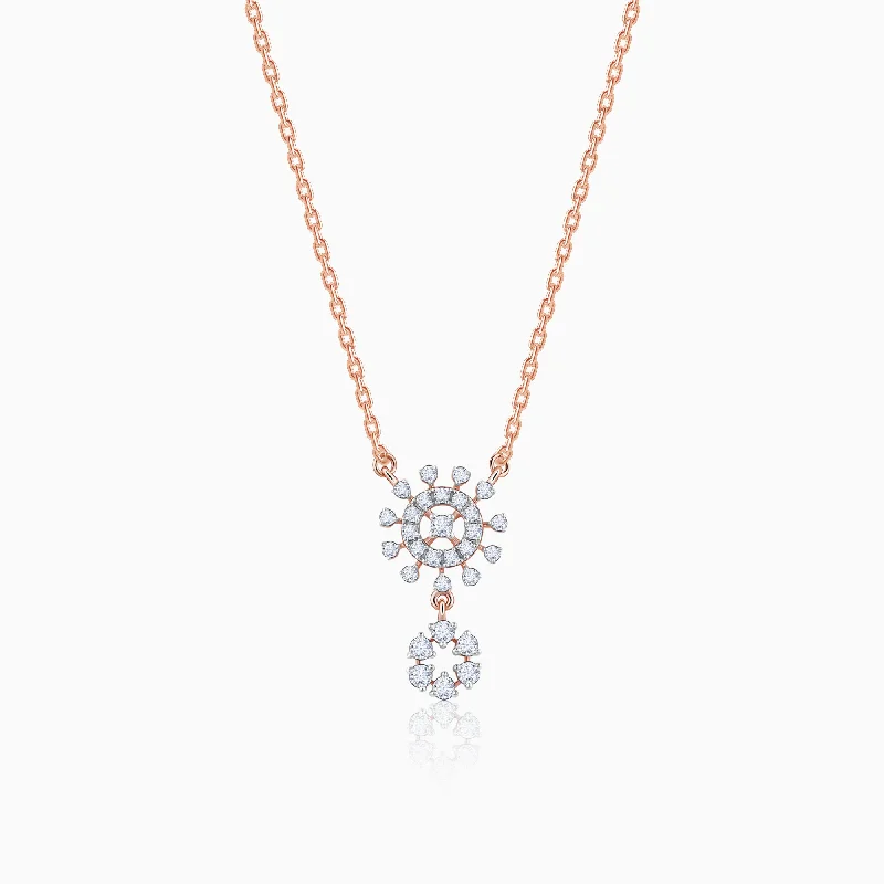 Crystal - Embellished Pendant Necklaces for a Glamorous LookRose Gold Floral Glimmer Diamond Necklace