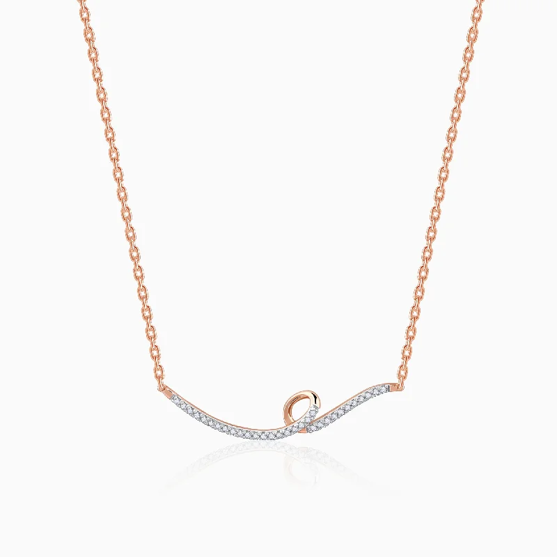 Heart - Shaped Pendant Necklaces with Birthstone InlaysRose Gold Swirl Diamond Necklace