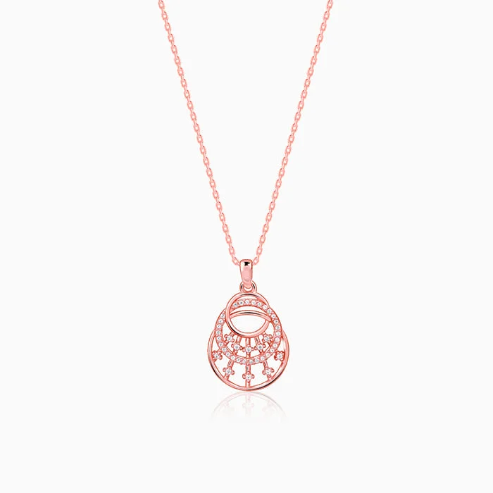 Nature - Inspired Pendant Necklaces with Leaf or Flower DesignsRose Gold Unseen Happiness Pendant With Link Chain