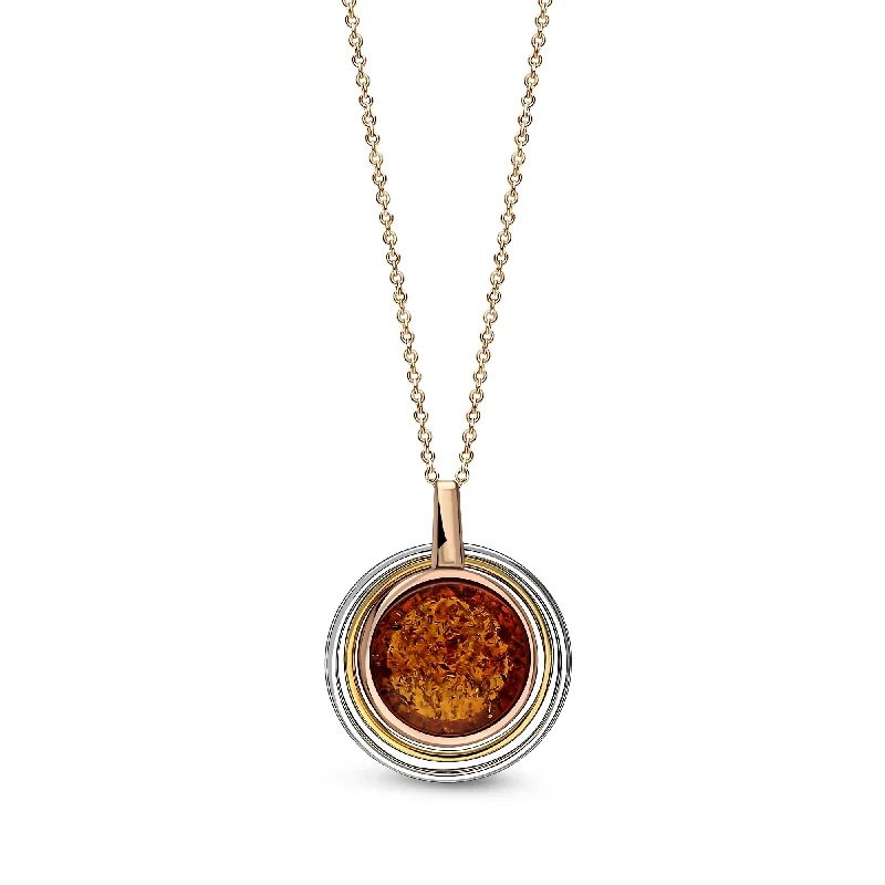 Nature - Inspired Pendant Necklaces with Leaf or Flower DesignsRose Gold Vermeil Amber Contemporary Round Pendant