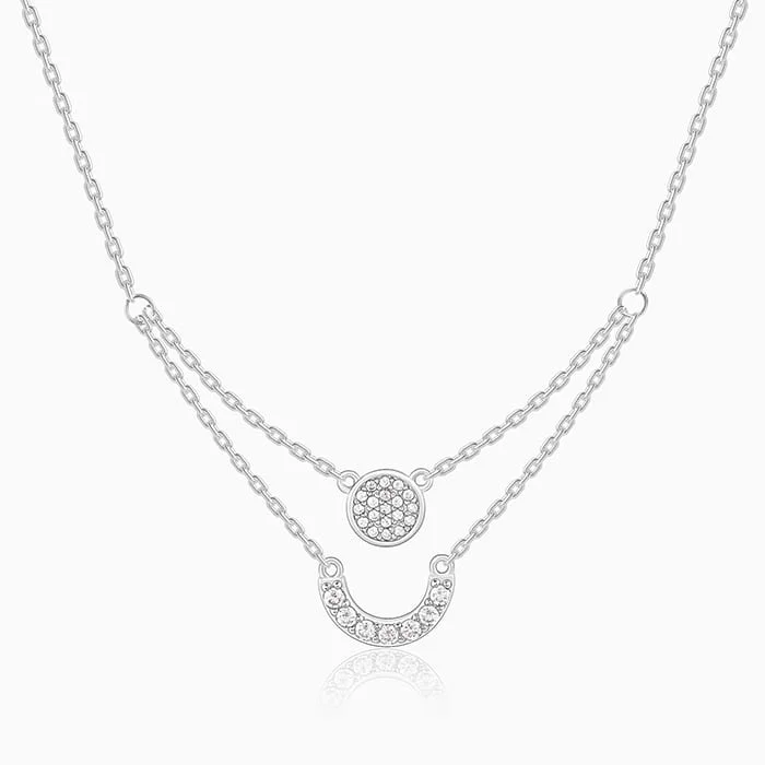 Crystal - Embellished Pendant Necklaces for a Glamorous LookSilver Lune Layered Necklace