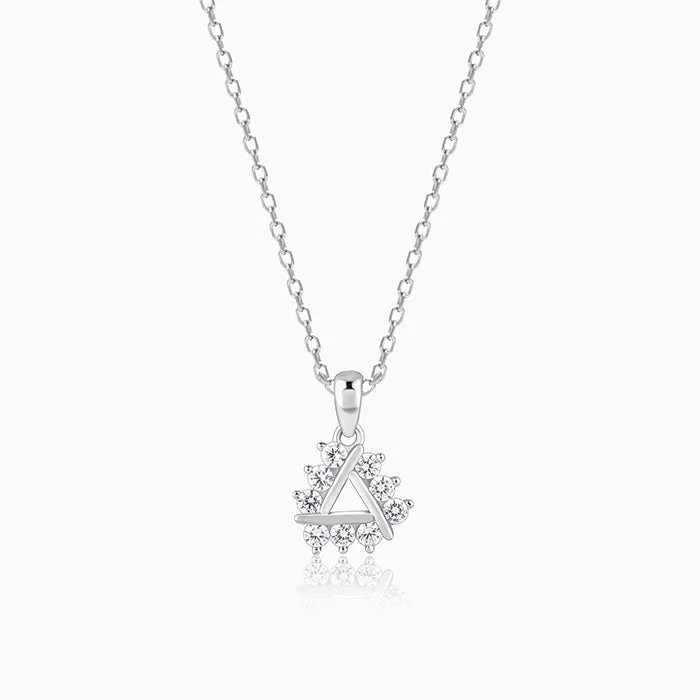 Crystal - Embellished Pendant Necklaces for a Glamorous LookSilver Sparkly Triangle Pendant With Link Chain