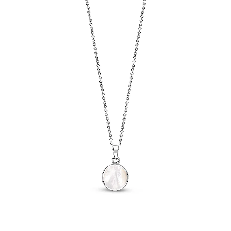 Crystal - Embellished Pendant Necklaces for a Glamorous LookSmall round Mother Of Pearl Pendant