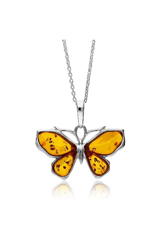 Zodiac Sign Pendant Necklaces for Astrology EnthusiastsSterling Silver Amber Butterfly Pendant