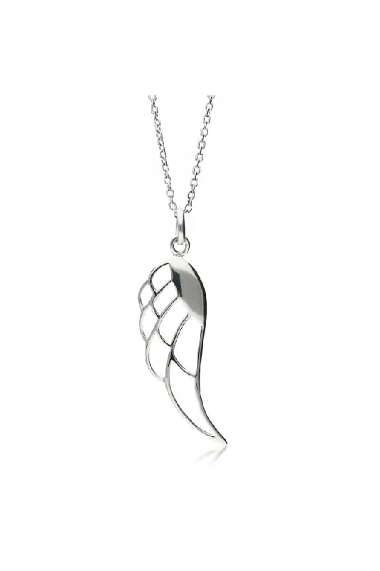 Nature - Inspired Pendant Necklaces with Leaf or Flower DesignsSterling Silver Angel Wing Pendant