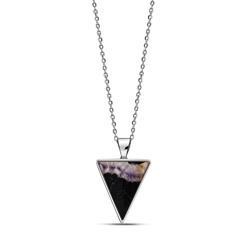 Crystal - Embellished Pendant Necklaces for a Glamorous LookSterling Silver Blue John Large Triangular Pendant