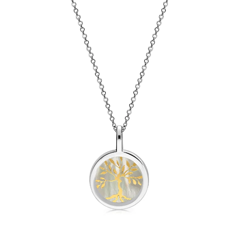 Zodiac Sign Pendant Necklaces for Astrology EnthusiastsSterling Silver & Gold Vermeil Mother of Pearl Tree of Life Pendant