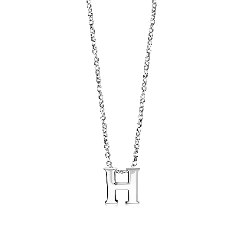 Heart - Shaped Pendant Necklaces with Birthstone InlaysSterling Silver Initial 'H' Necklace