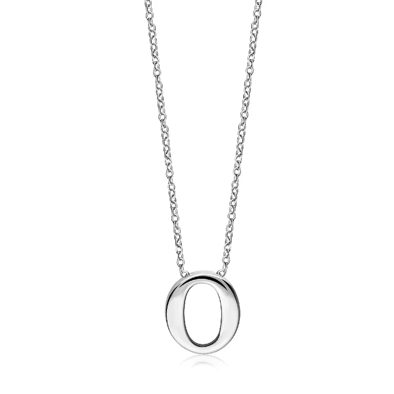 Heart - Shaped Pendant Necklaces with Birthstone InlaysSterling Silver Initial 'O' Necklace