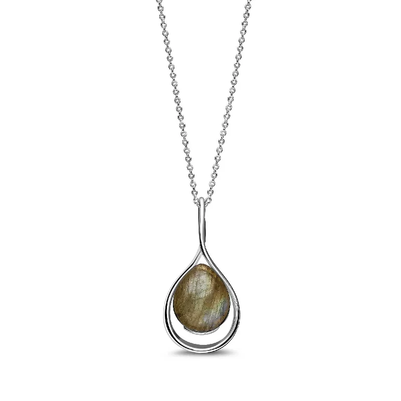 Heart - Shaped Pendant Necklaces with Birthstone InlaysSterling Silver Labradorite Small Twist Pendant