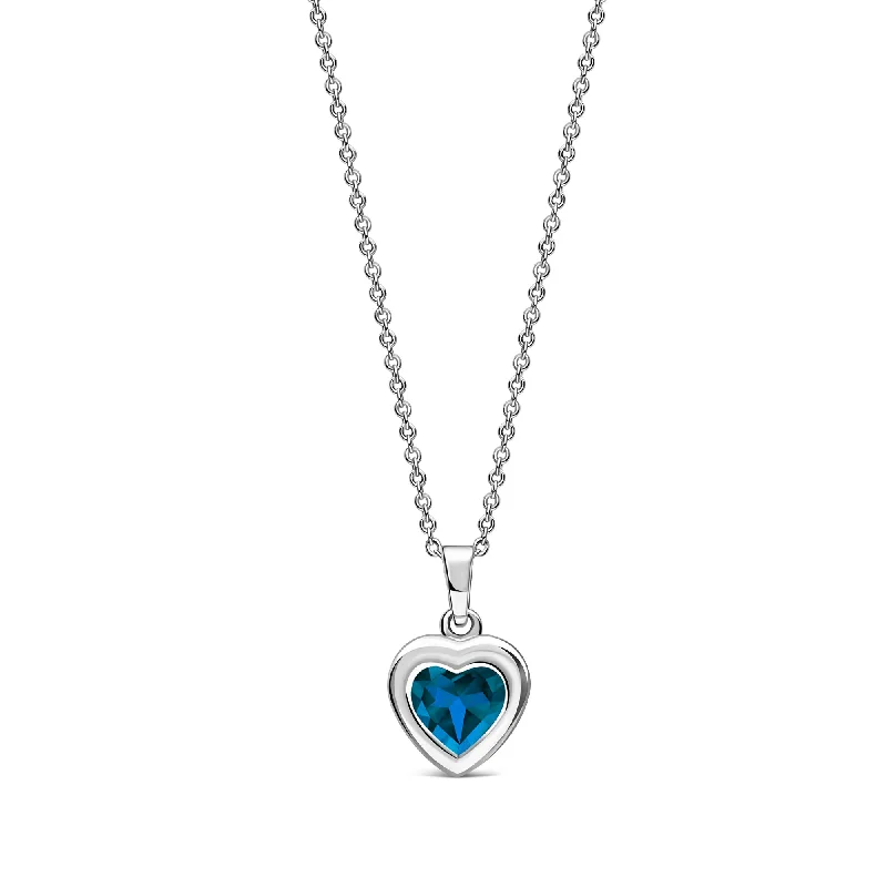 Locket Pendant Necklaces with Personalized EngravingsSterling Silver London Blue Topaz Framed Heart Pendant